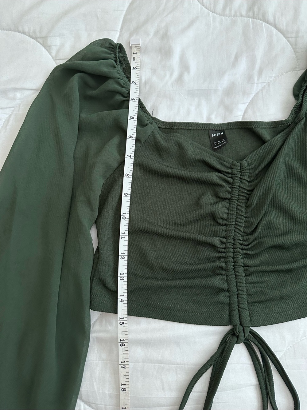 SHEIN Women's Long Sleeve Ruched Crop Top - Picture 9 of 13